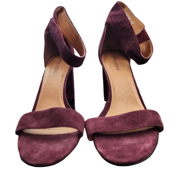 Jeffrey Campbell Heels Women's 10 Lindsay Ankle Strap Sandal Red Suede Shoe - Picture 4 of 9